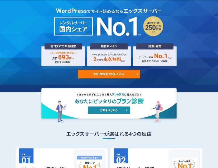 導入後：トップFV直下にプラン診断バナー（あなたにピッタリのプラン診断）