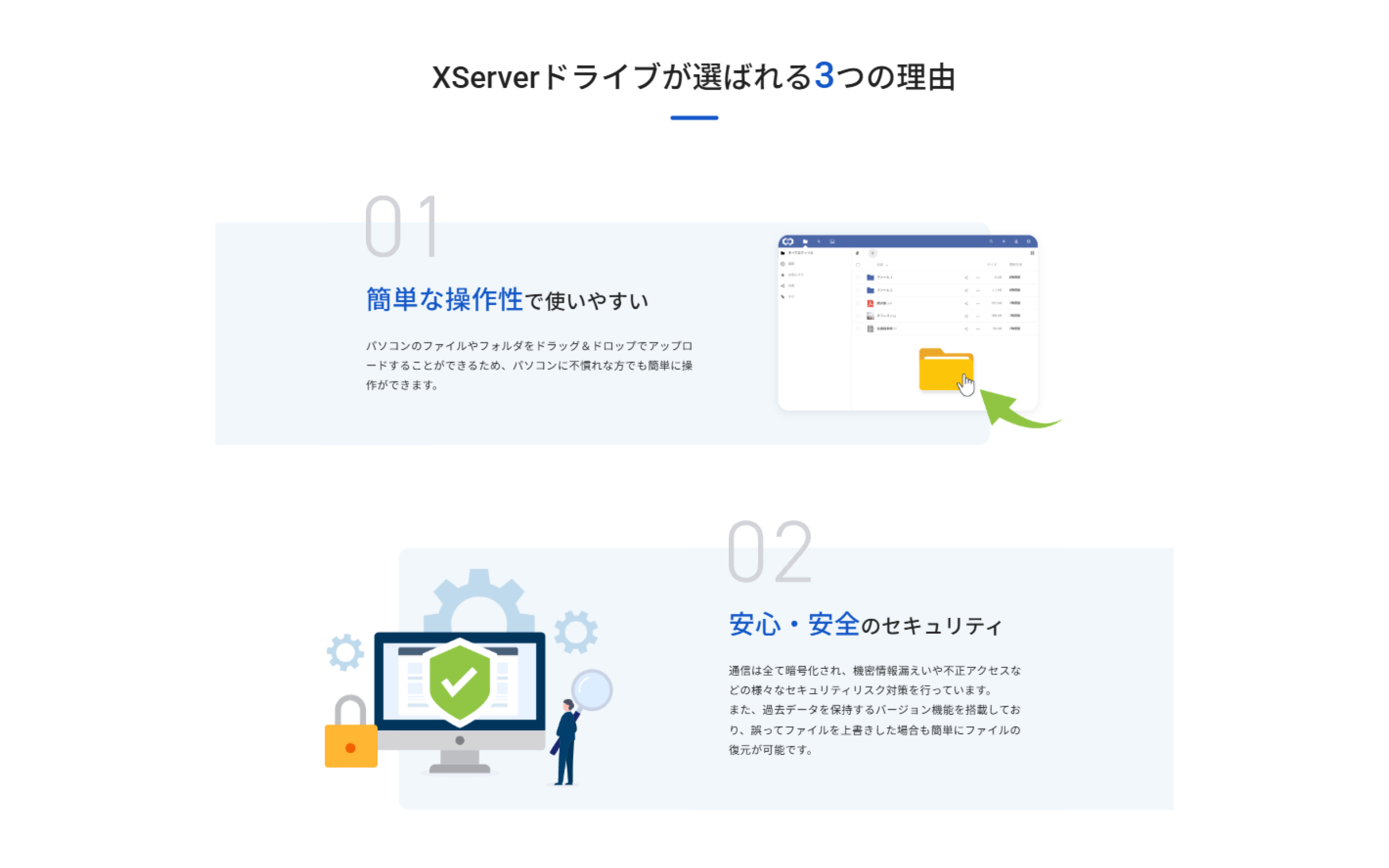 XServerドライブが選ばれる理由 — 簡単操作とセキュリティ訴求